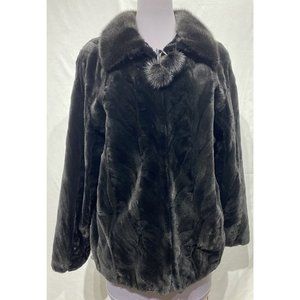 mink section sheared jacket black bomber (99108)